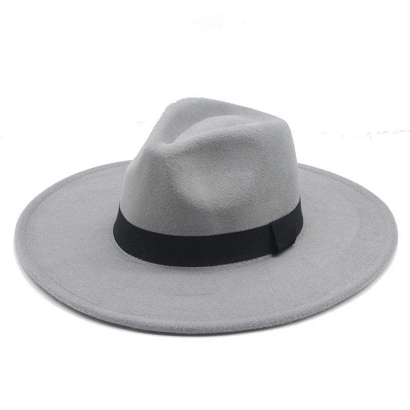 Elegant Wide Brim Fedora Hat Retro Style Dress Cap for Women