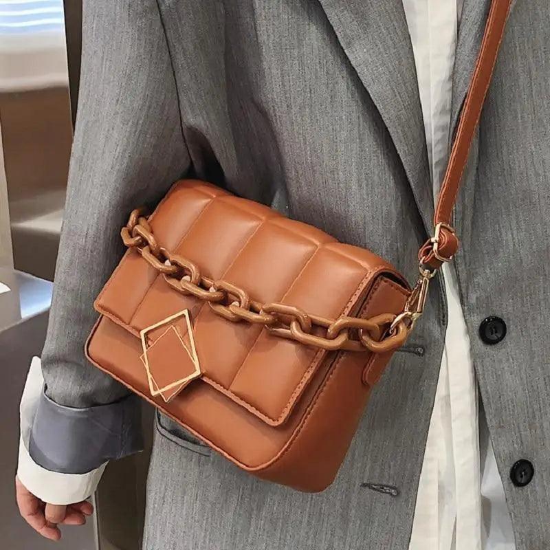 Women's Literary Shoulder Bag with Chain Strap Autumn Winter