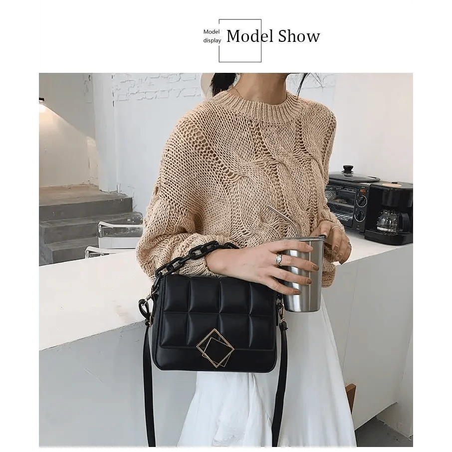 Women's Literary Shoulder Bag with Chain Strap Autumn Winter