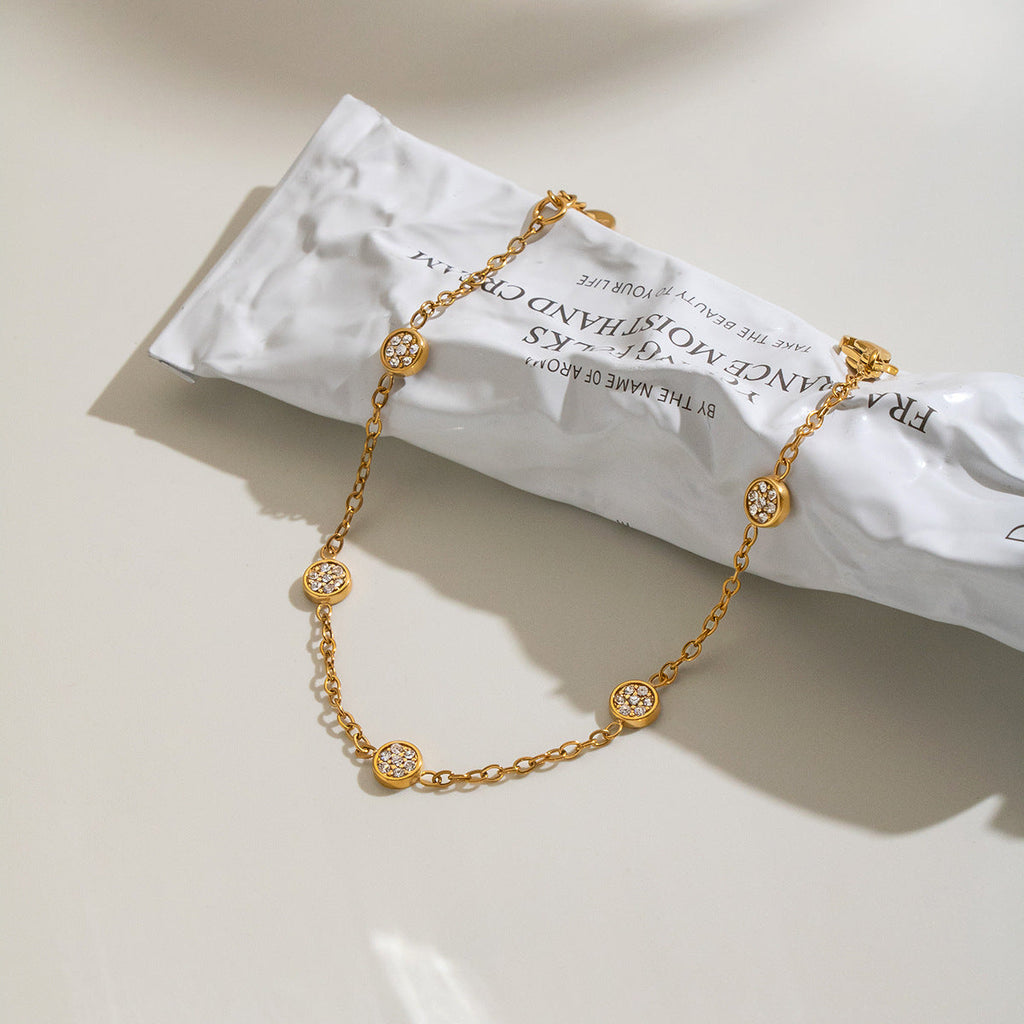 Womens Minimalist Stainless Steel Bracelet With Diamonds