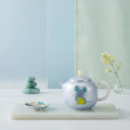 Pure 999 Fine Silver Artistic Blue Enamel Silver Teapot with Playful Mouse Motif and Jade Accents - Handicraft
