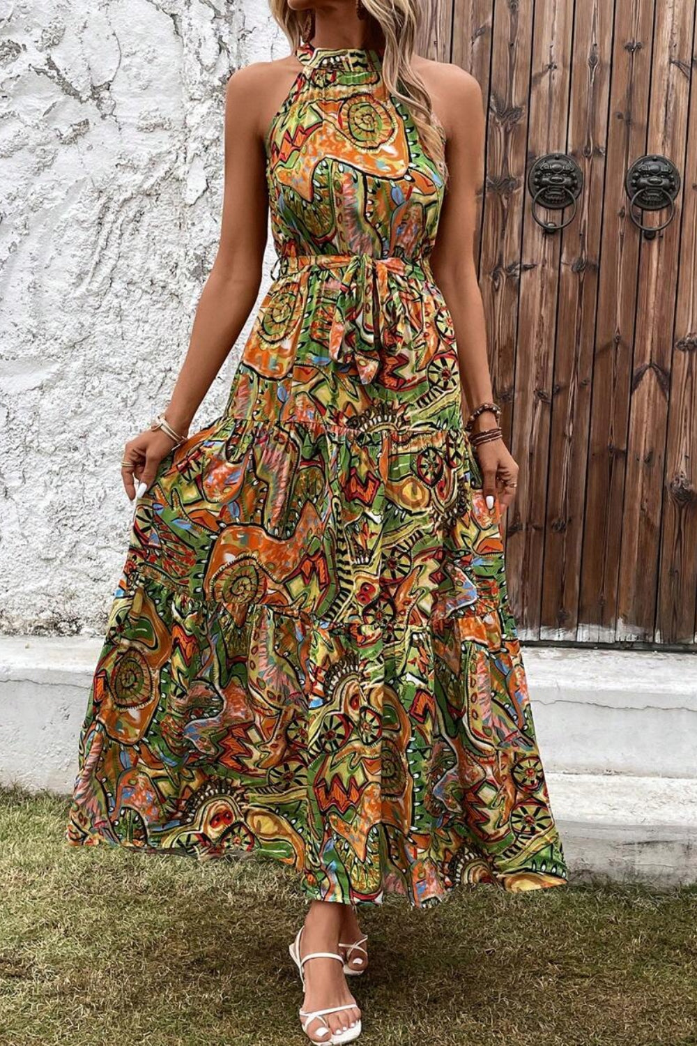 Floral Sleeveless Bohemian Maxi Dress for Summer Vacation