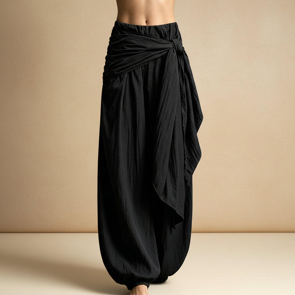 Women's High-Waist Tie-Waist Wide-Leg Pants