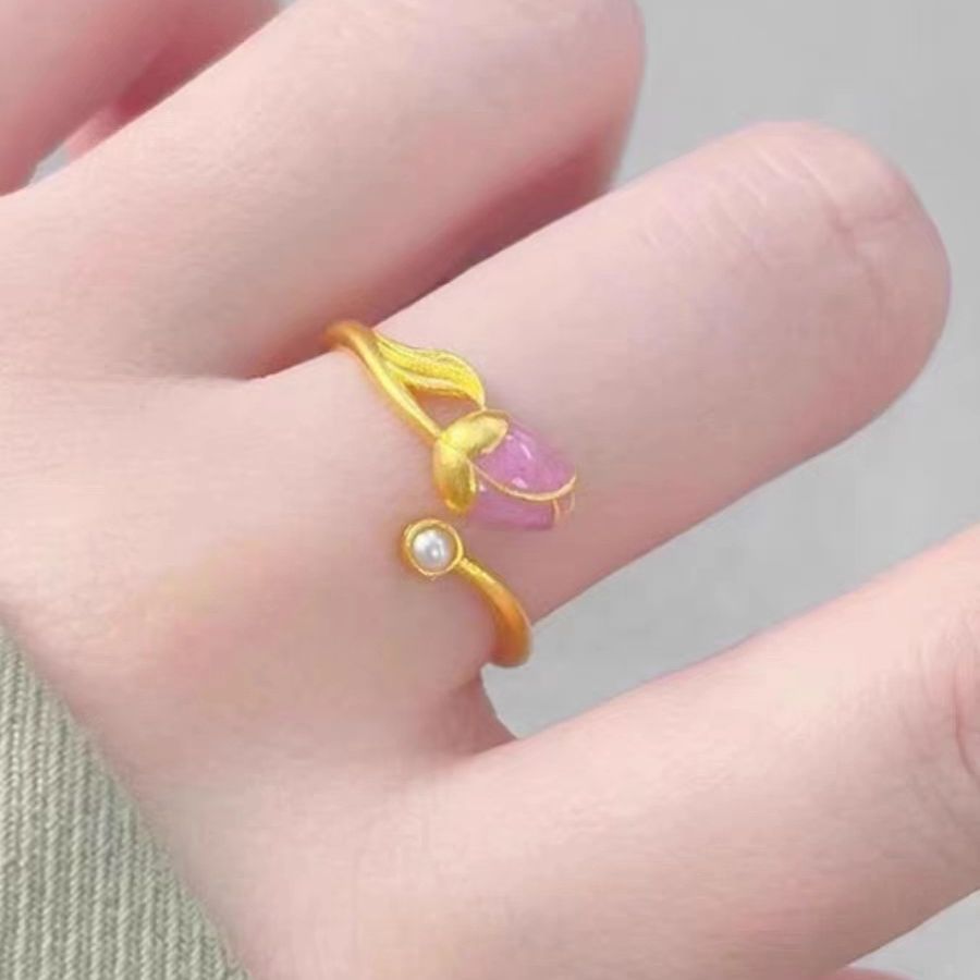 Placer Gold Tulip Open-Ended Ring