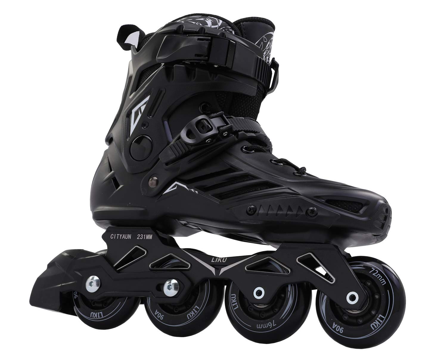 LIKU Fitness Professional Inline Skates Women Men Adult Youth Black (Men 9.5Women 10.5)