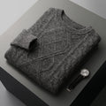 Men's Oversized Twist Knit Pullover Sweater - Round Neck Loose Fit