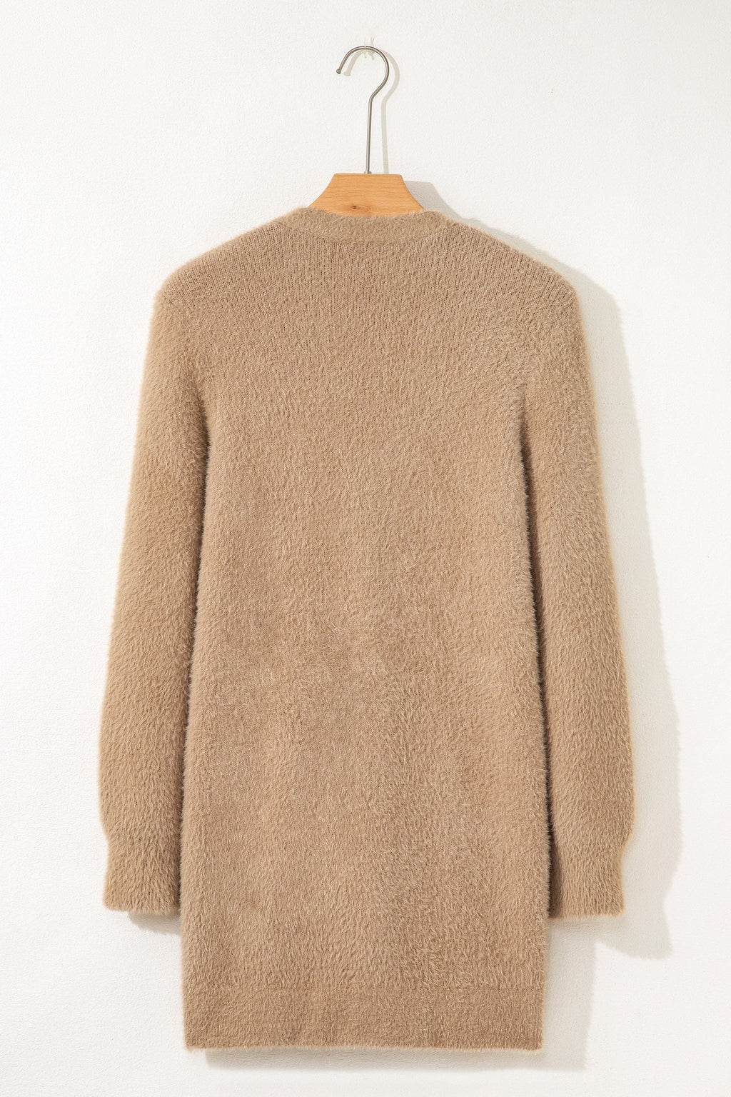 Solid Fuzzy Button-Front Cardigan