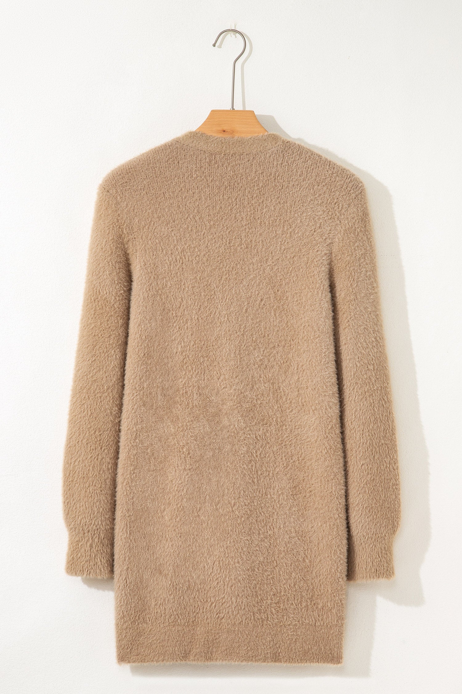 Solid Fuzzy Button-Front Cardigan