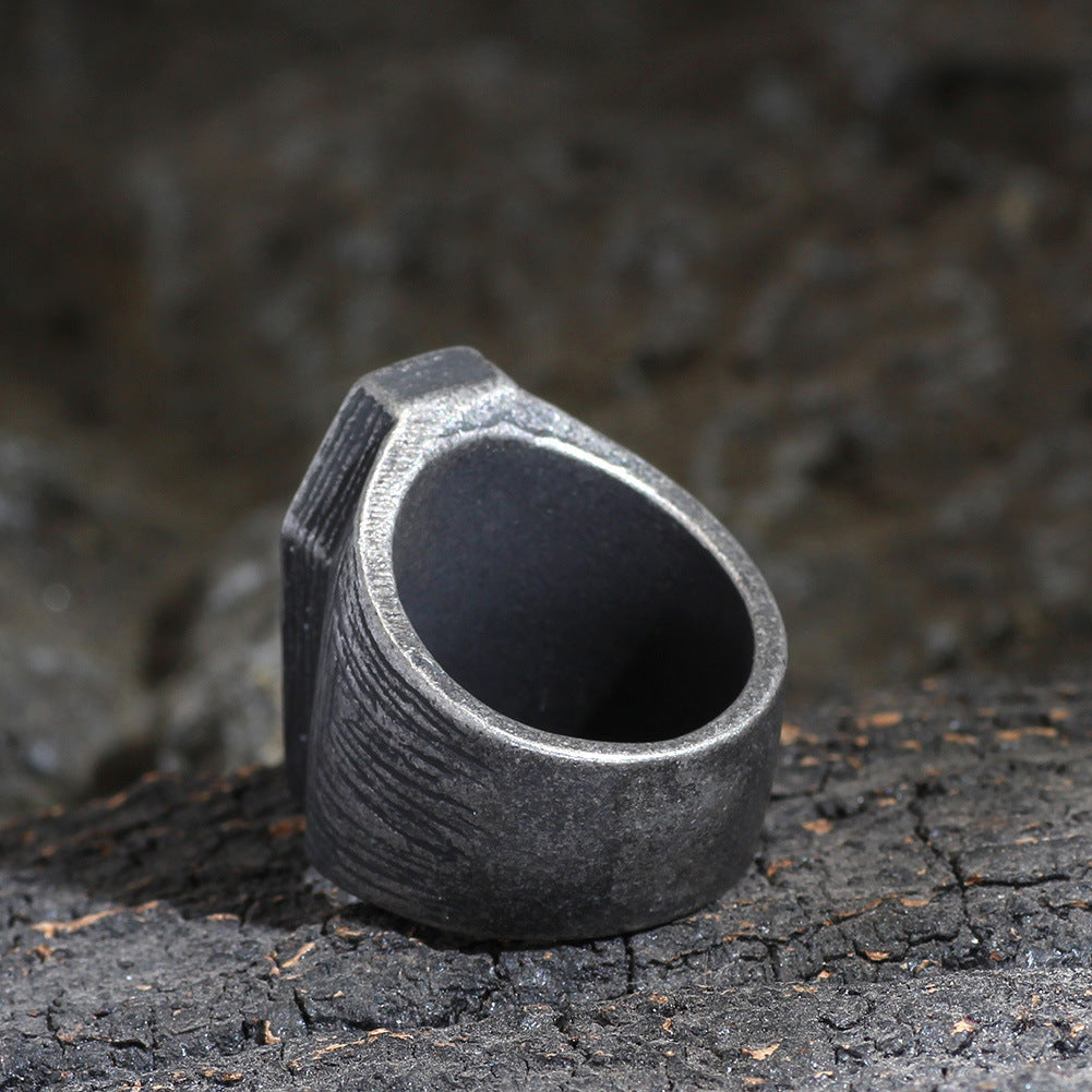 Stainless Steel Gothic Coffin Ring For Men