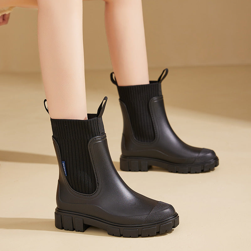 Women’s Waterproof Ankle Rain Boots with Elevated Lug Sole - Image 2
