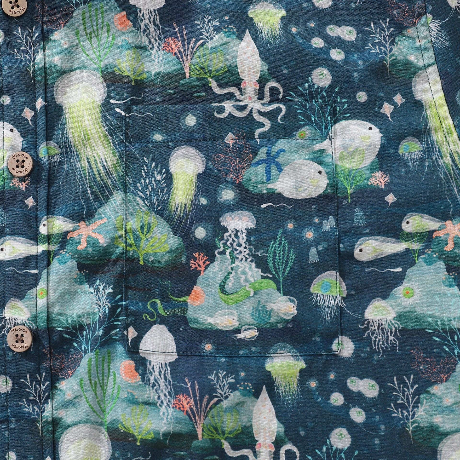 Lumo Bioluminescent Print Cotton Hawaiian Shirt for Men