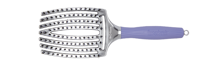 Olivia Garden Fingerbrush curved and vented combo paddle brush in silver and lavender
