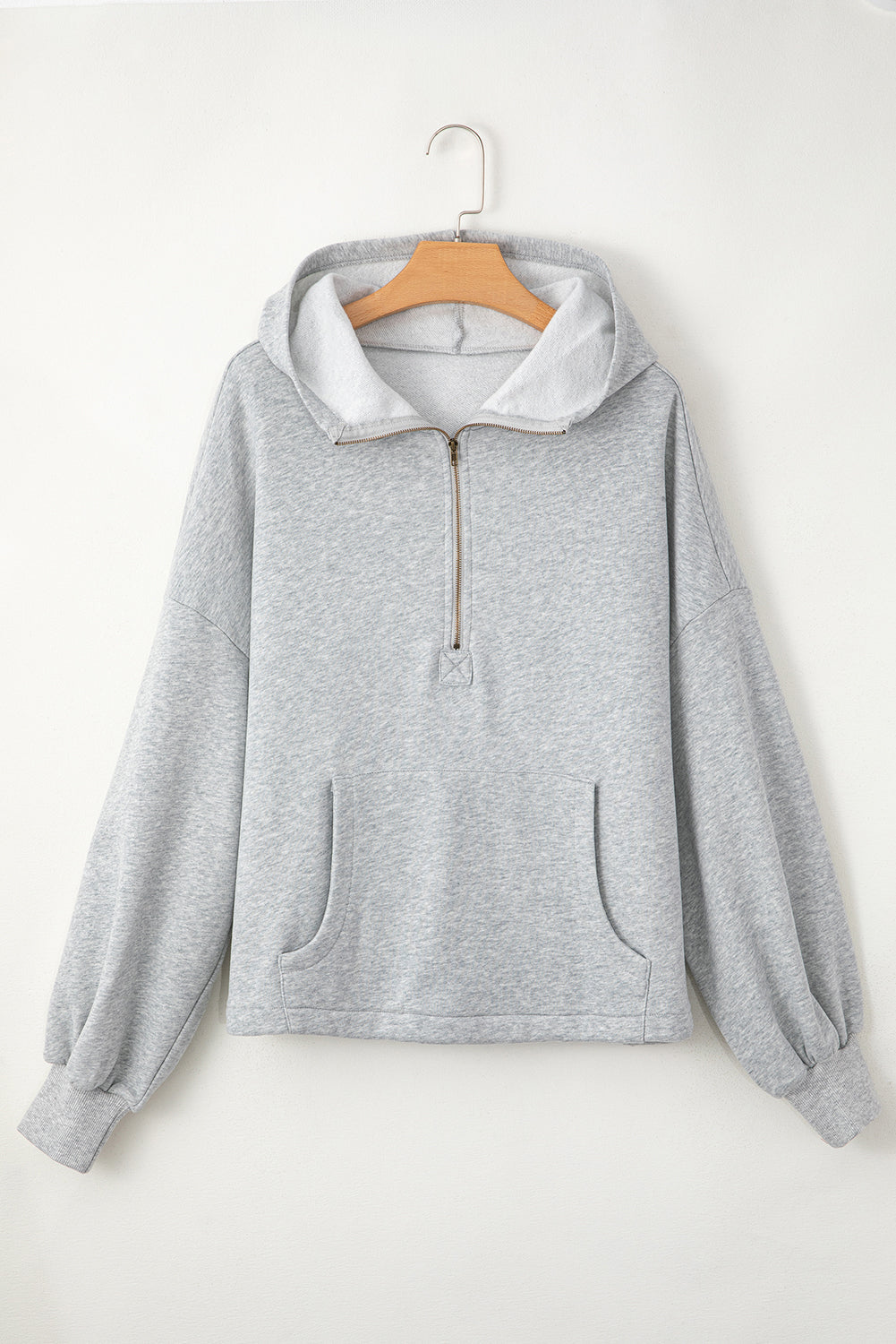 Orange Half Zipper Hoodie with Kangaroo Pockets | Drop Shoulder