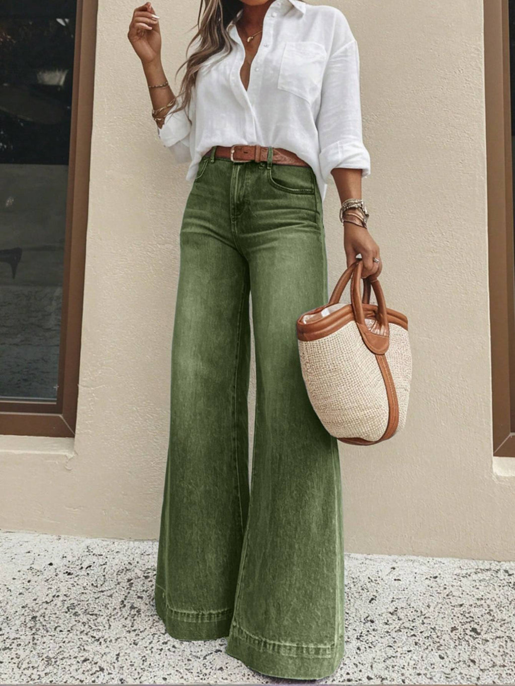 Vintage Washed High Waist Wide Leg Jeans