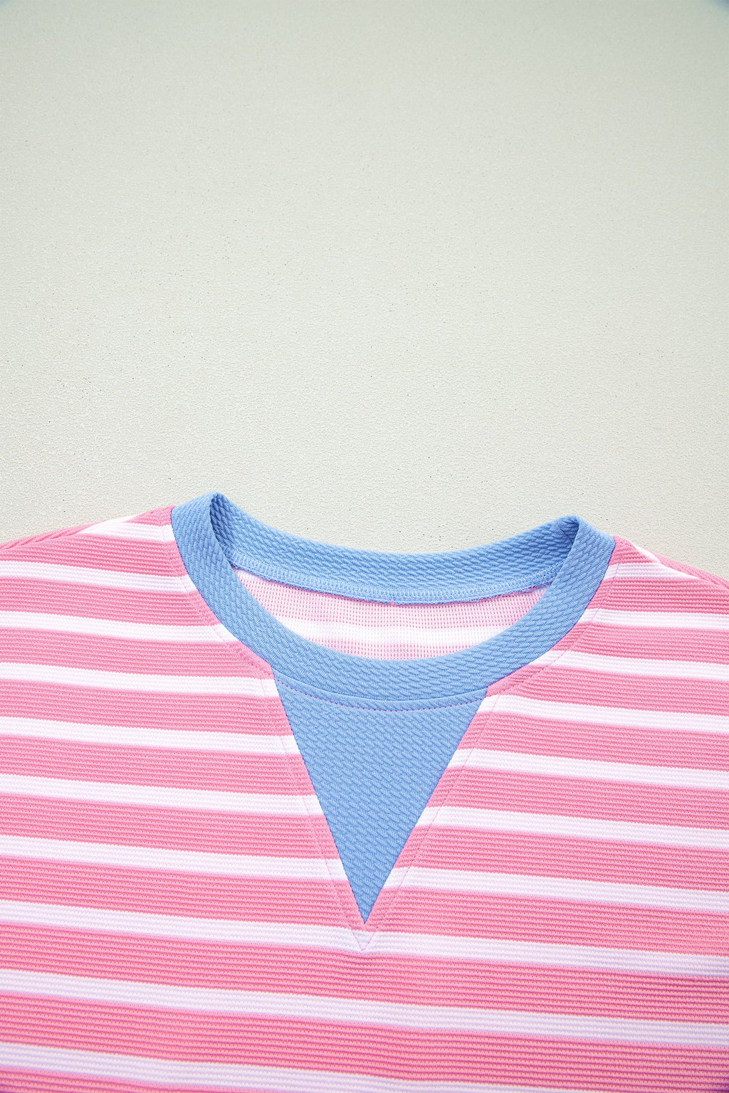 Kelly Striped Short Sleeve Knit Top with Color Block