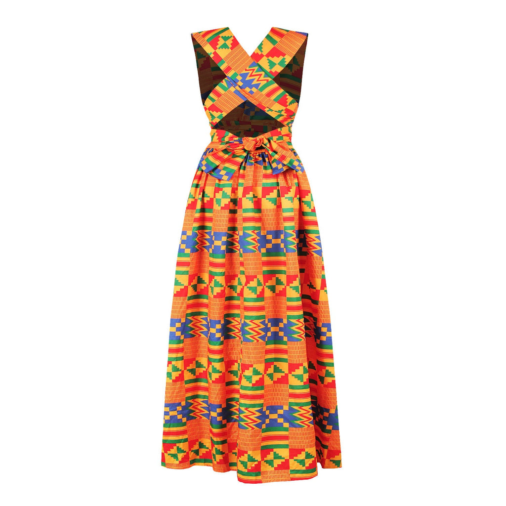 African Print Irregular Dress with Versatility