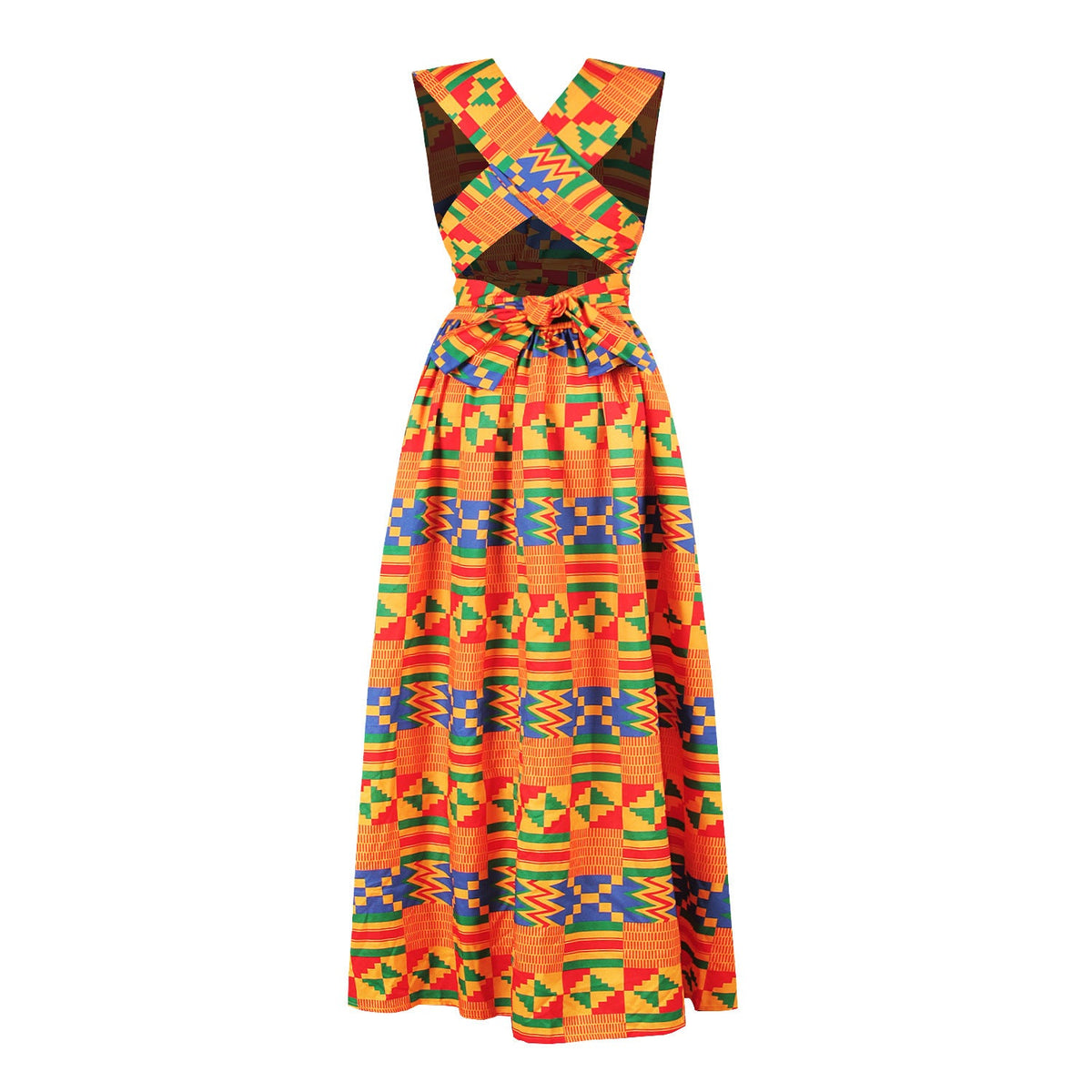 African Print Irregular Dress with Versatility