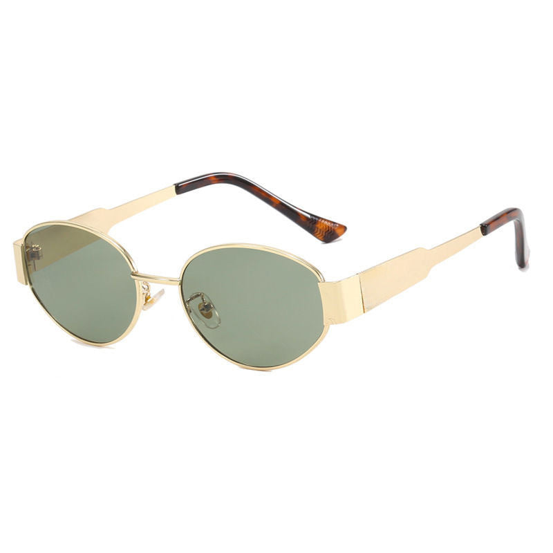 Vintage Oval Sunglasses Gold & Silver Light Luxury Metal Frames