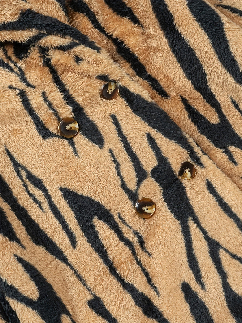 Plus Size Tiger Stripe Faux Fur Double Breasted Winter Coat