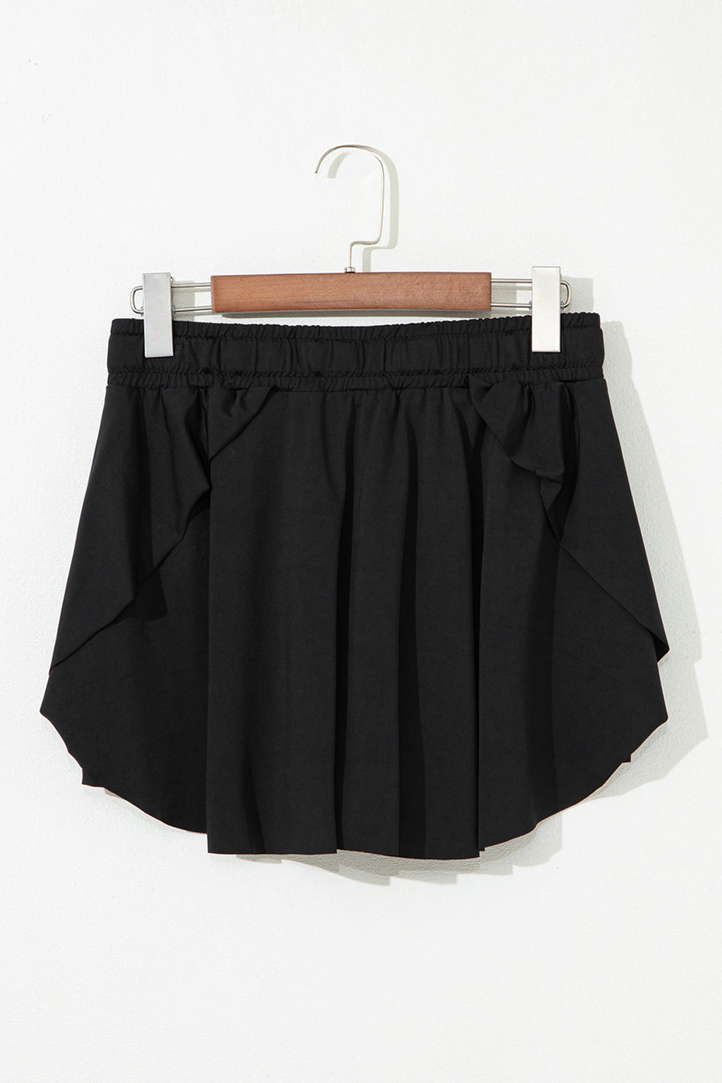 Solid Drawstring Waist Lined Skort - High Rise Mini Athletic Fit