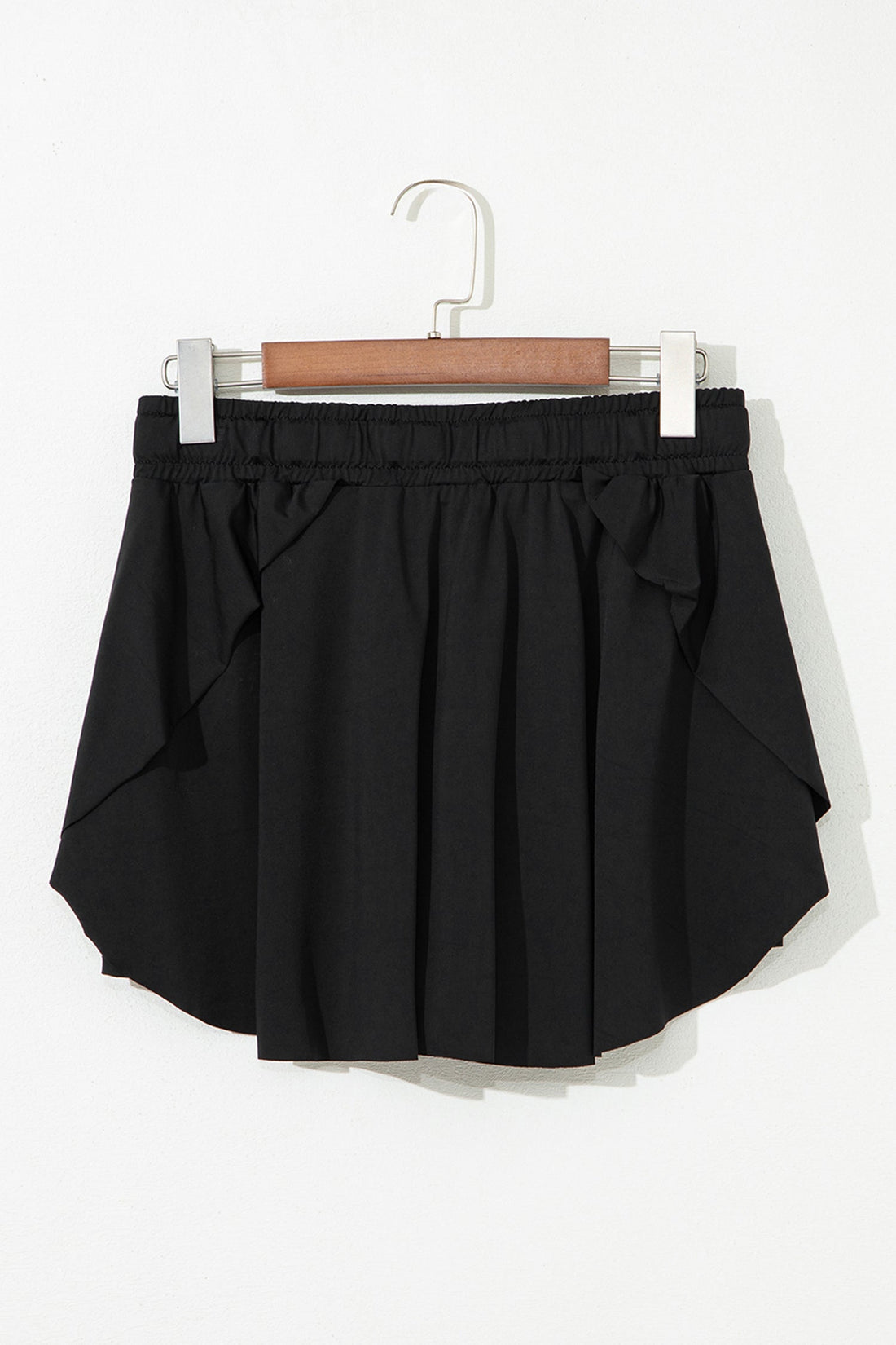 Solid Drawstring Waist Lined Skort - High Rise Mini Athletic Fit