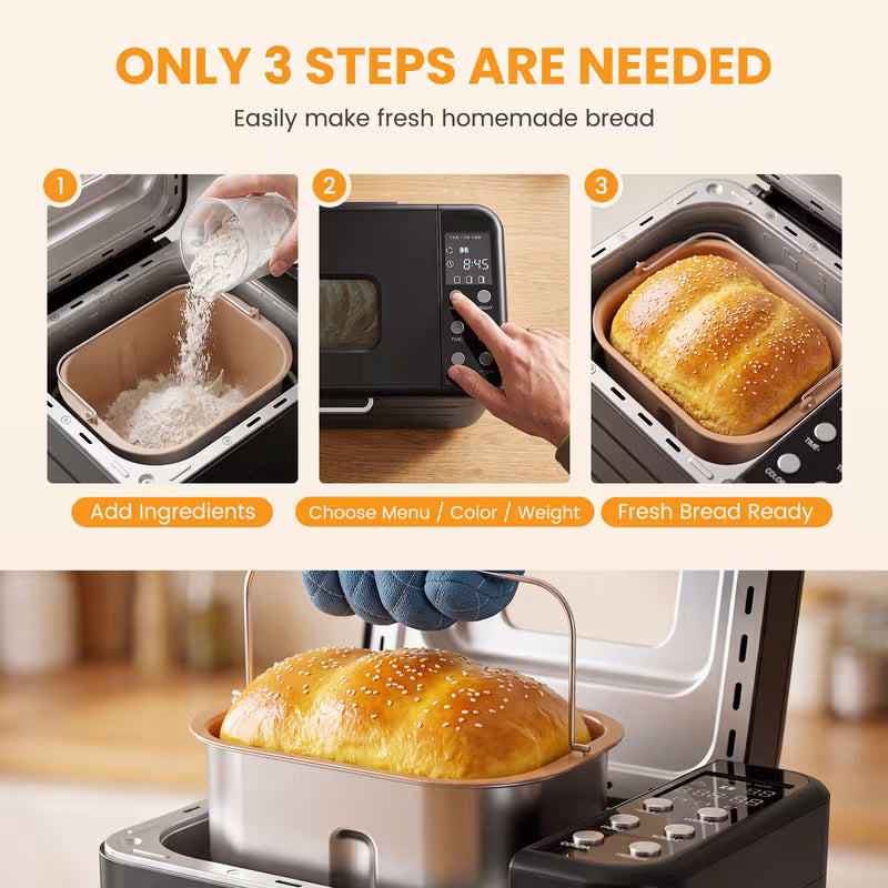 Stainless Steel Automatic Bread Maker with Timer