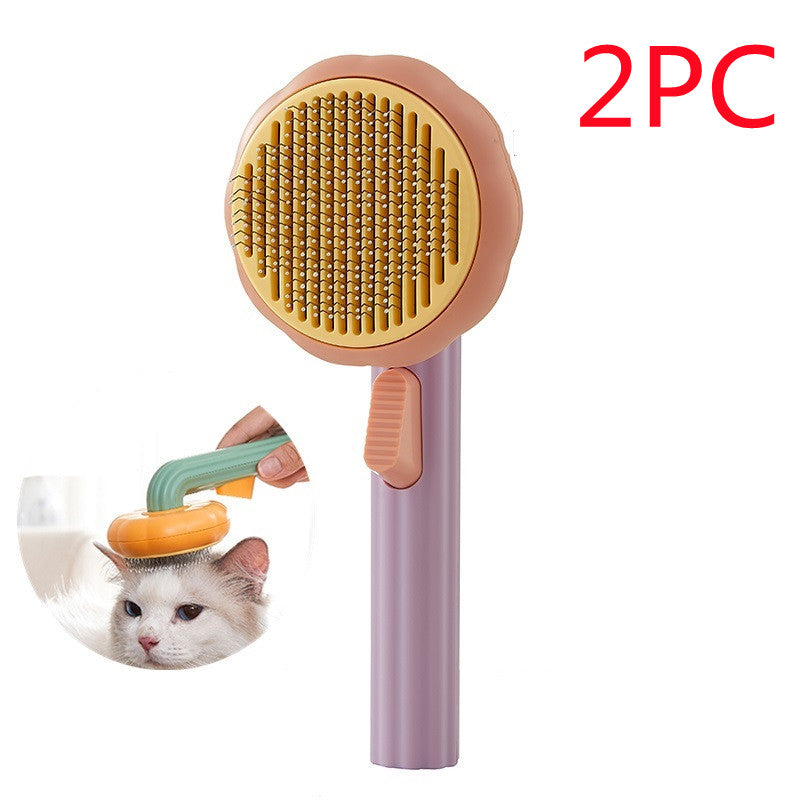Modern Minimalist Self-Cleaning Pet Grooming Brush - 8-Inch Comb