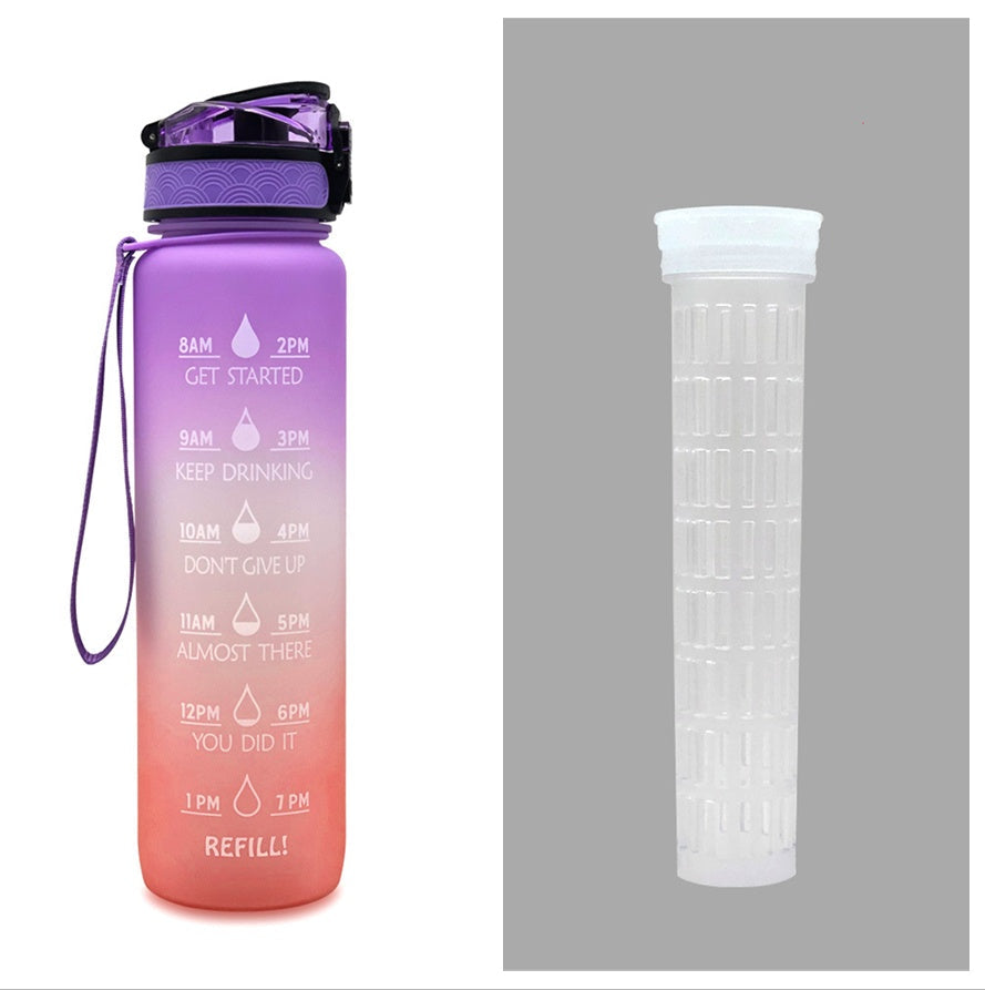1L Motivational Tritan Water Bottle with Time Marker & Leakproof Lid