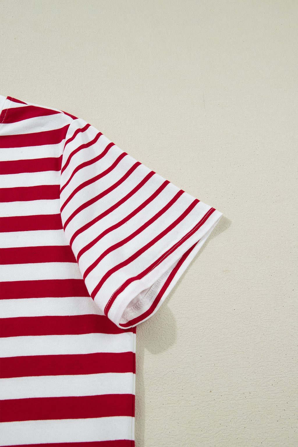 June Stripe Patchwork T Shirt in Red and White Cotton