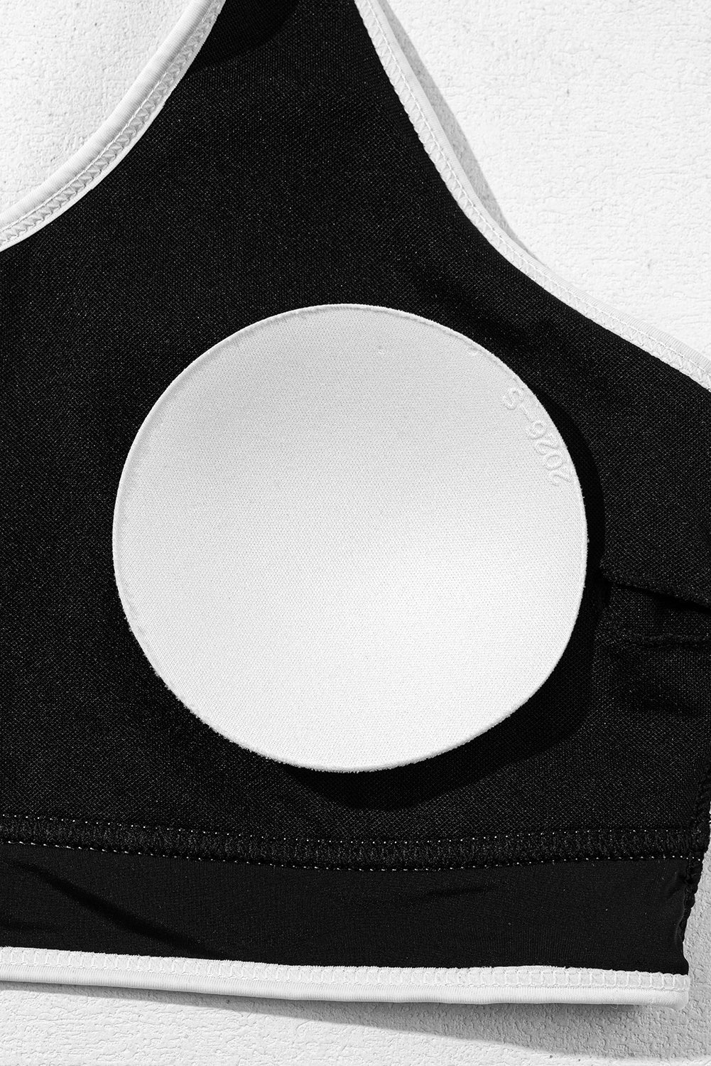 Black Contrast Trim U Neck High Waist Bikini Set