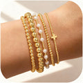 Gold Beaded Multi-layer Cross Bracelet