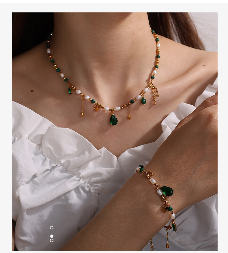 French-style Hong Kong-style Imperial-style Instagram-inspired Minimalist Luxury Design, Noble Feeling, Zircon, Natural Pearl, Exquisite Necklace, Collar Chain Necklace