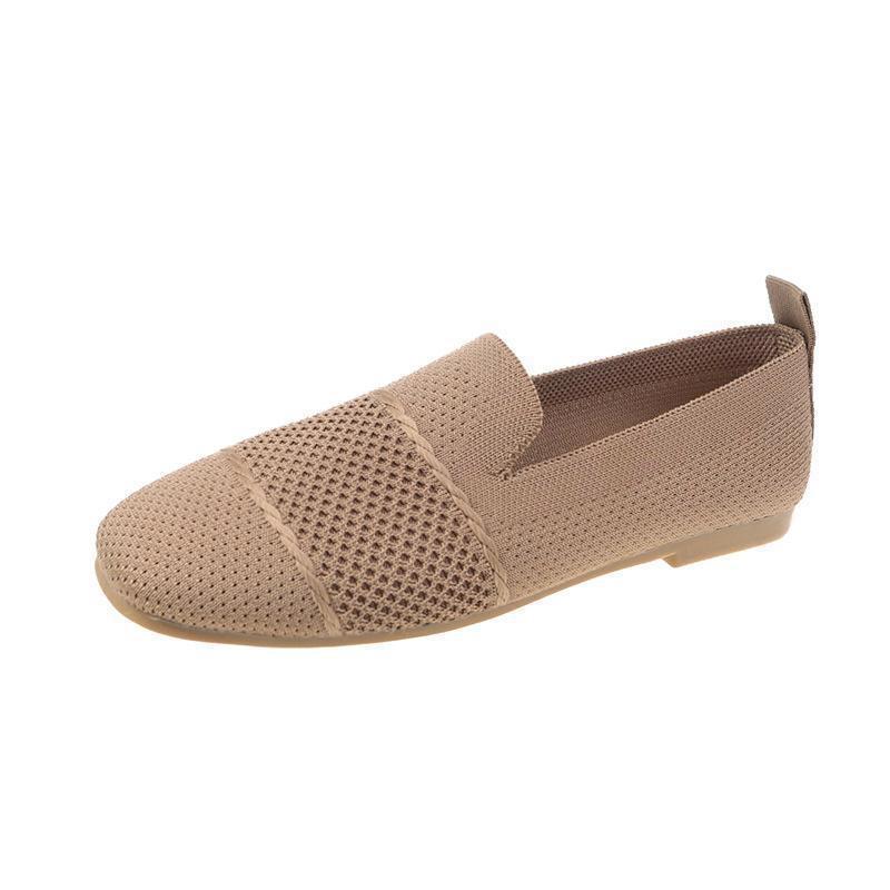 Women's Breathable Flyknit Slip-On Casual Flats Lightweight Shoe