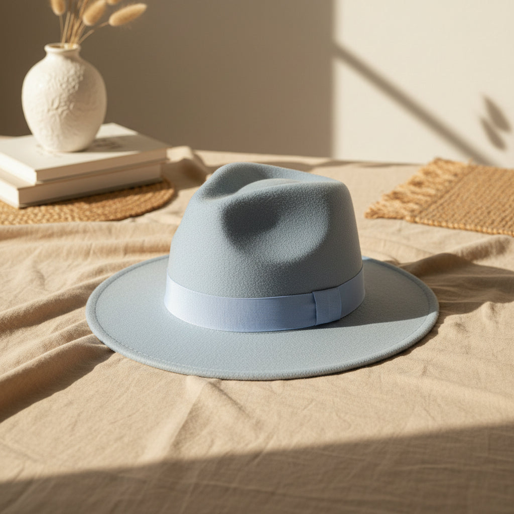Wide Brim Bell Crown Felt Hat – Unisex Minimalist Sun Hat