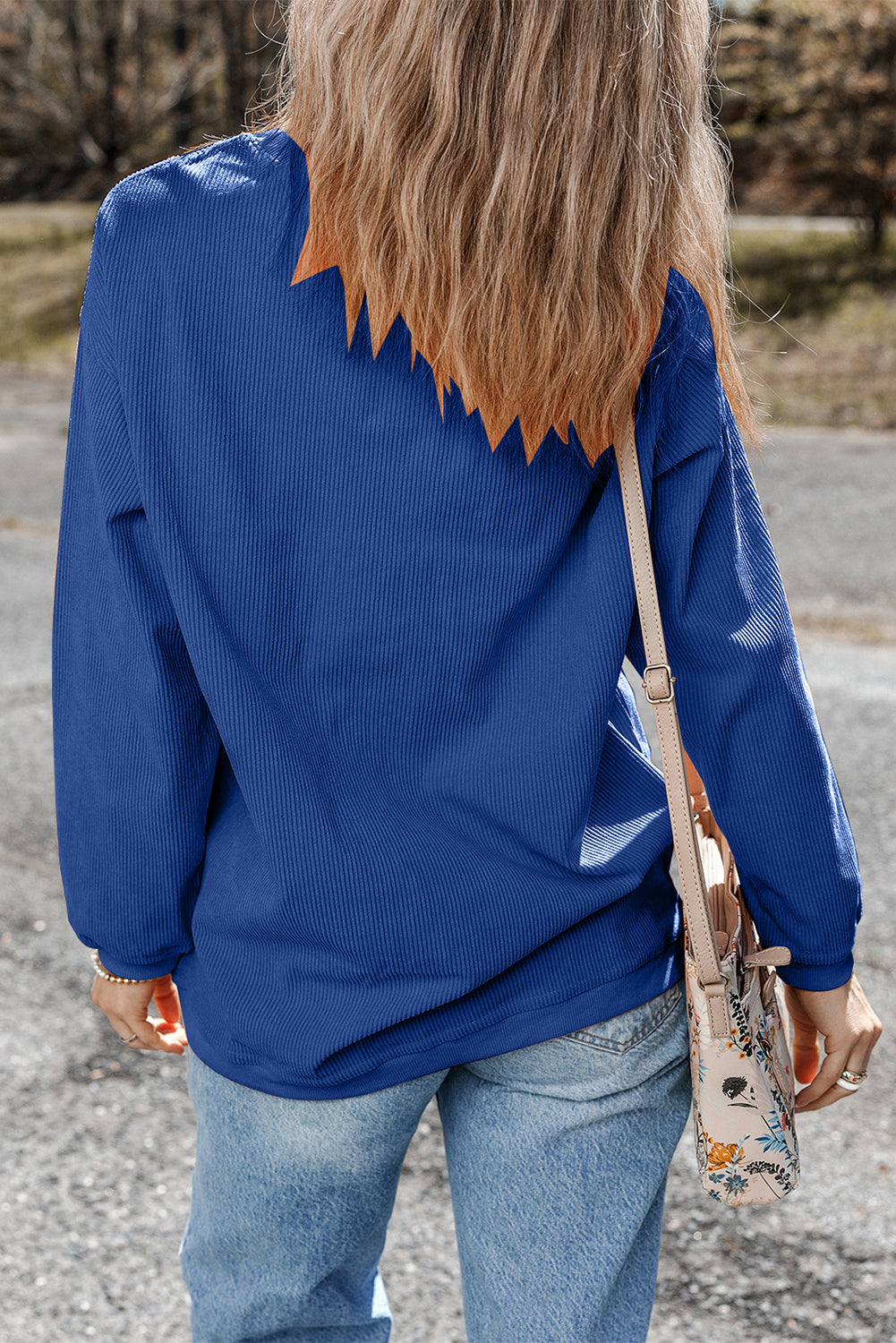 Black Football Graphic Game Day Embroidered Corded Sweatshirt