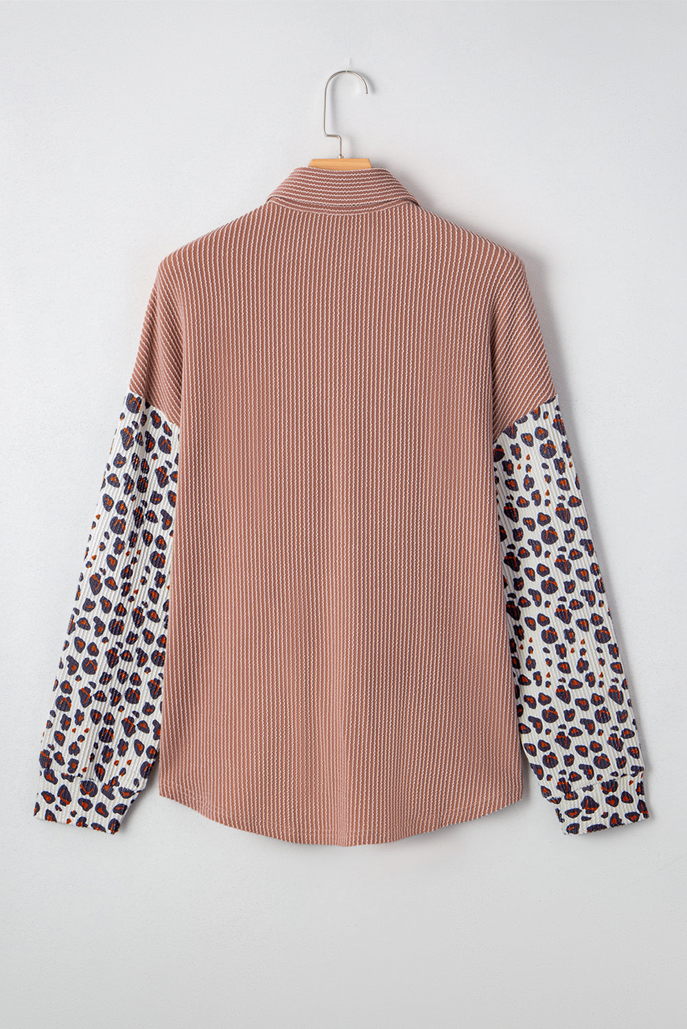 Women's Western Leopard Corded Knit Patchwork Shacket