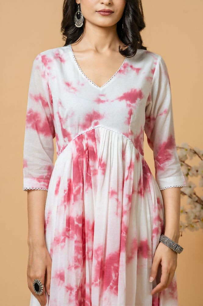 Magenta Tie & Dye Kurta Pant Set