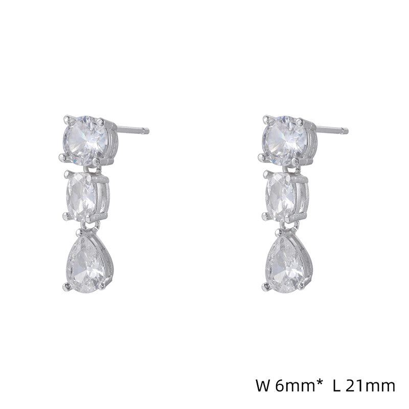 French-Style Teardrop Crystal Earrings, Modern Geometric Jewelry