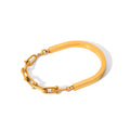 18K Gold Horseshoe Buckle U-Shaped Chain Link Bracelet