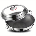 13.4-Inch Stainless Steel Double-Handled Soup Pot and Frying Pan with Lid