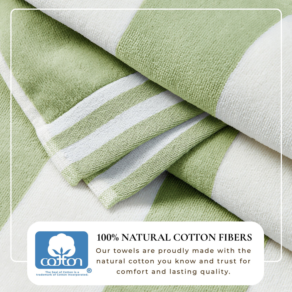 Striped Cabana Beach Towel 100% Cotton Ultra-Soft Pool Towel