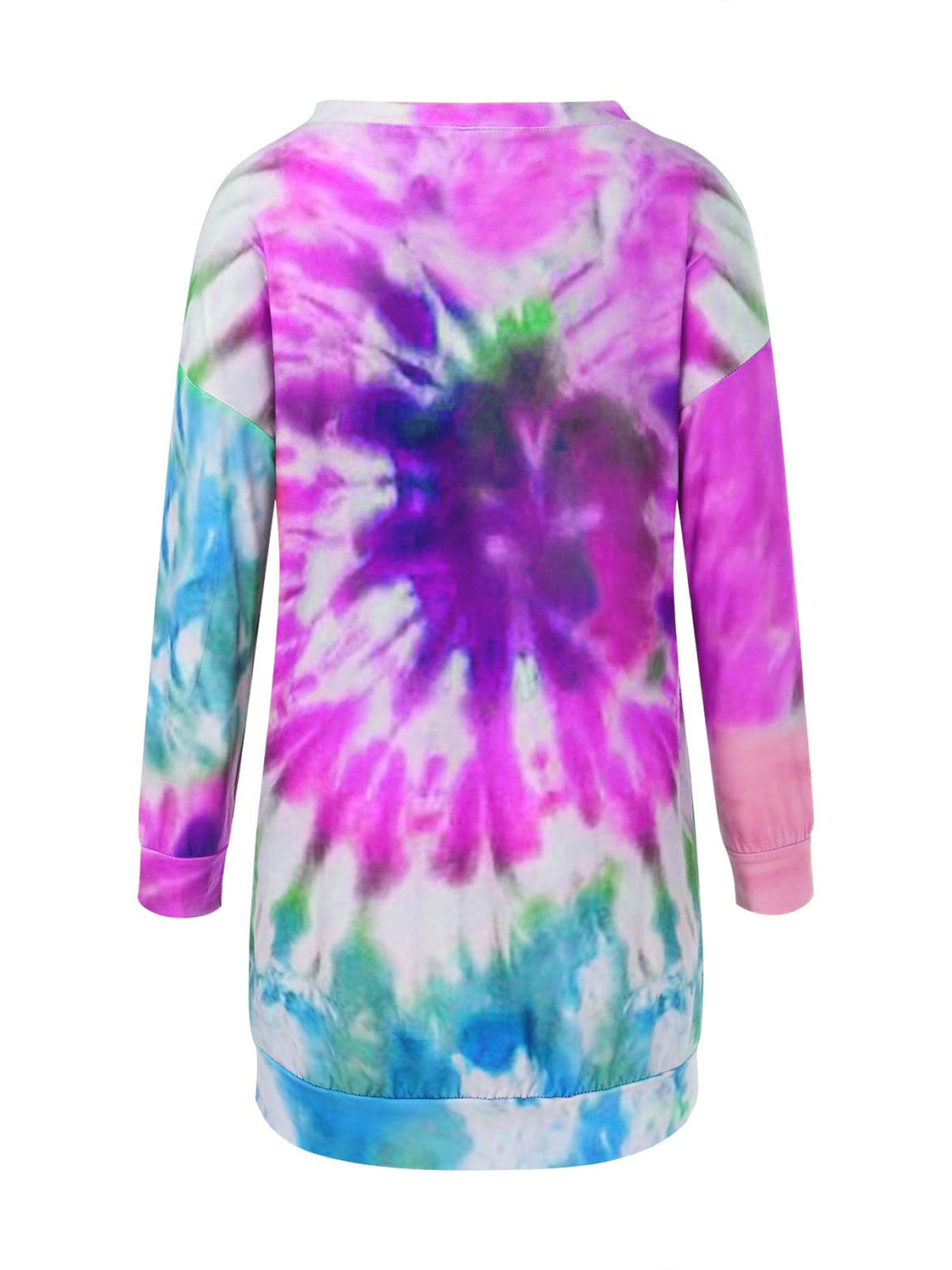 Tie-Dye Round Neck Long Sleeve Casual Mini Dress