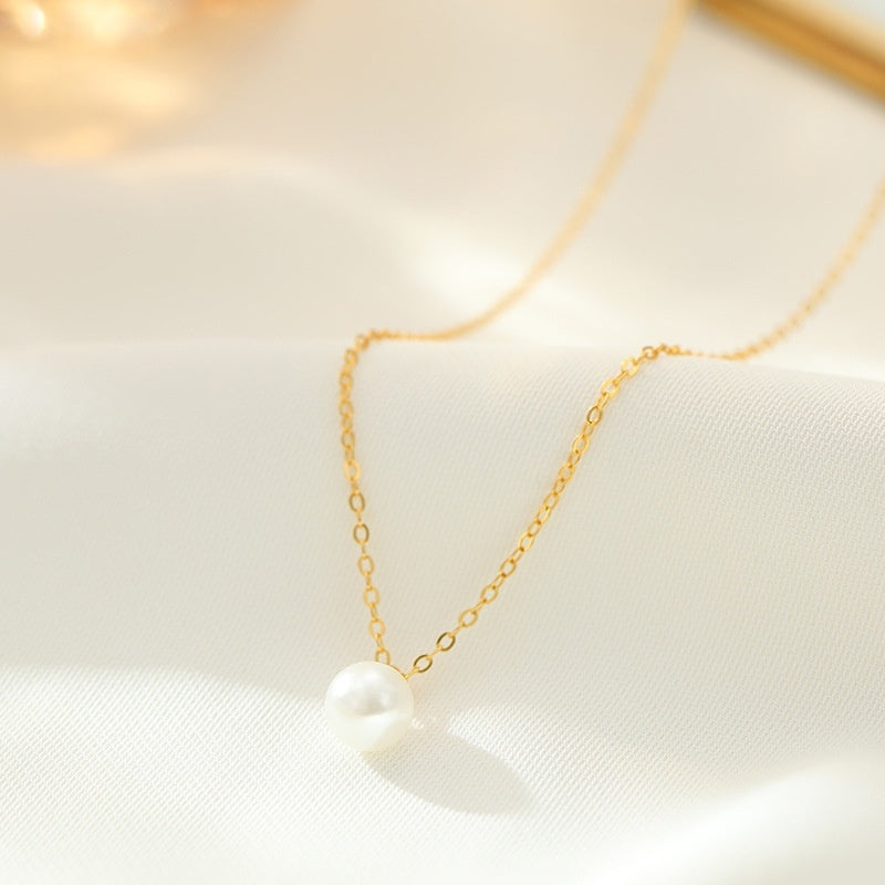 Silver Minimalist Shell-bead Pendant Necklace