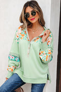 Emberly Patchwork Half Hooded Pullover