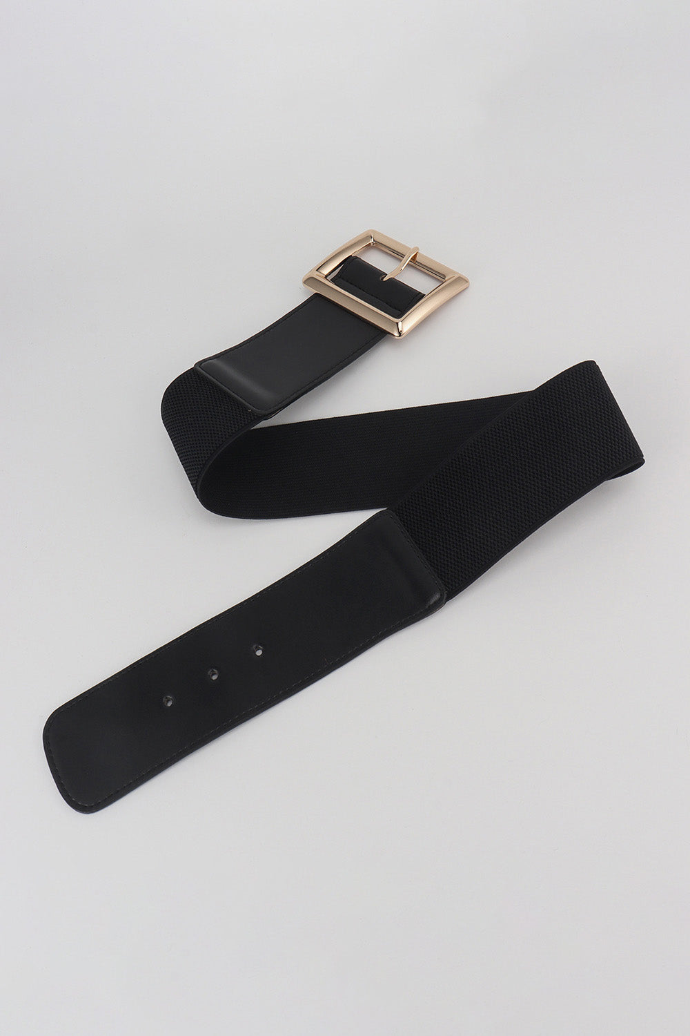 Rectangle Buckle Elastic Wide Belt | PU & Alloy