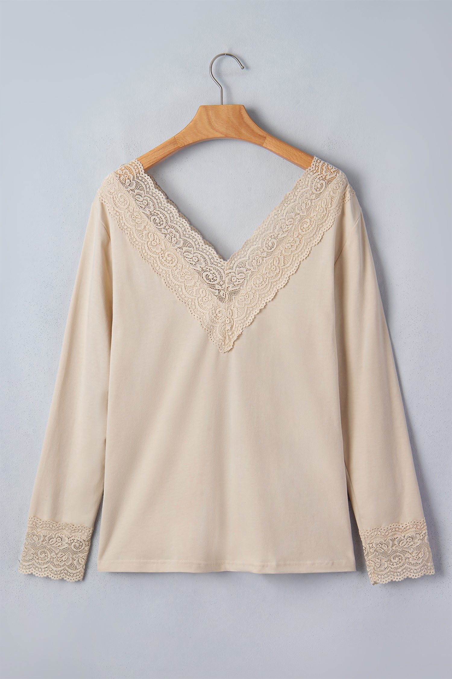 Dakota Patchwork Pullover Long Sleeve Top with Lace