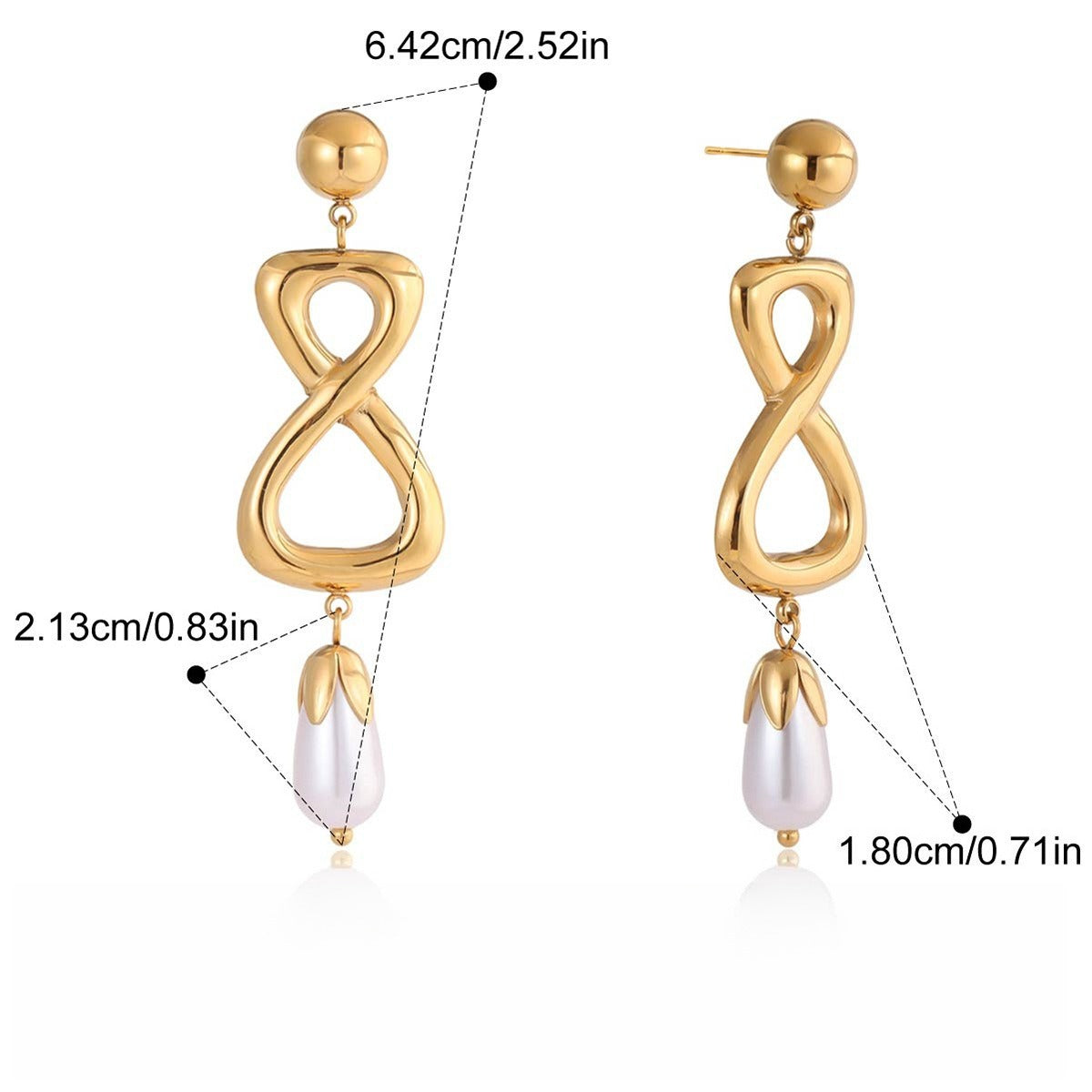 18K Gold Figure-Eight Geometric Stud Earrings - Autumn Winter