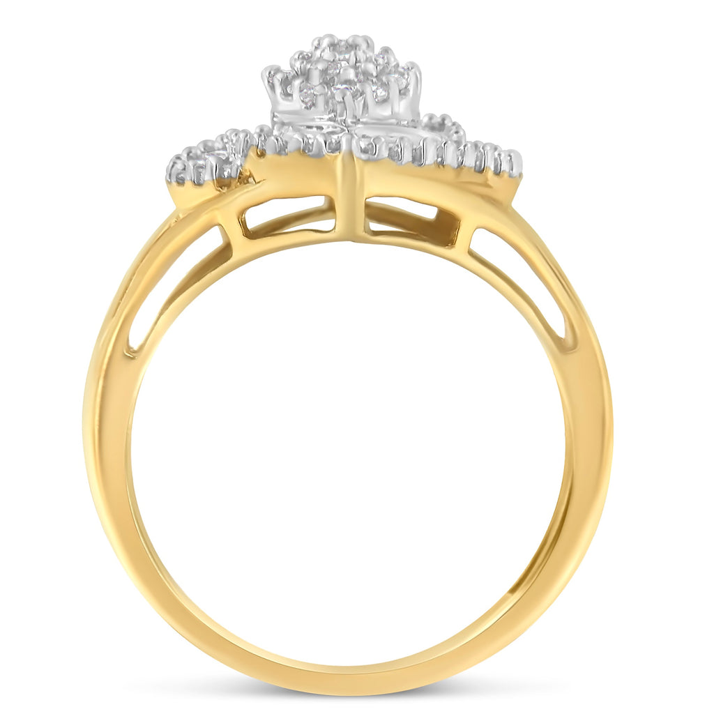 10K Yellow Gold Diamond Cocktail Ring (1/2 Cttw, J-K Color, I2-I3 Clarity) - Size 6-1/2
