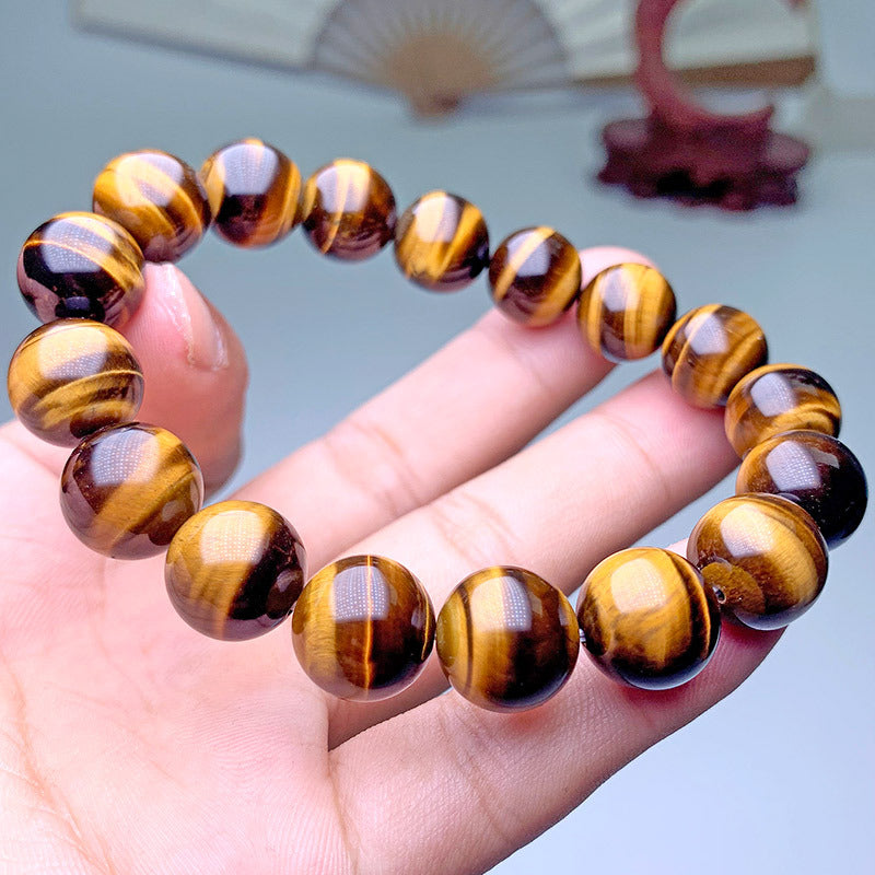 Natural Yellow Tigers Eye Beaded Bracelet Polished Gemstone