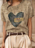 Women's Argyle Short-Sleeve Knit Top Crew Neck Casual Sweater - Image 6